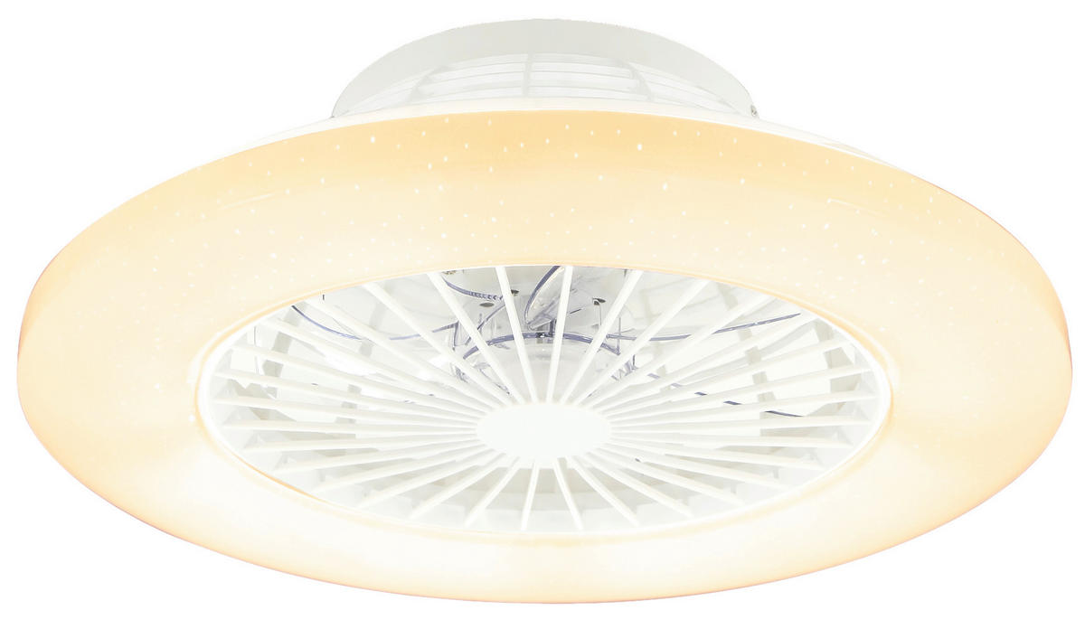Deckenleuchte mit Ventilator 50/17,5 cm   - Silberfarben/Opal, Basics, Kunststoff/Metall (50/17,5cm) - Globo
