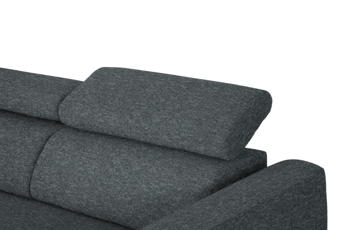 ECKSOFA in Chenille Grau  205/280 cm  - Schwarz/Grau, Design, Textil/Metall (205/280cm) - Xora