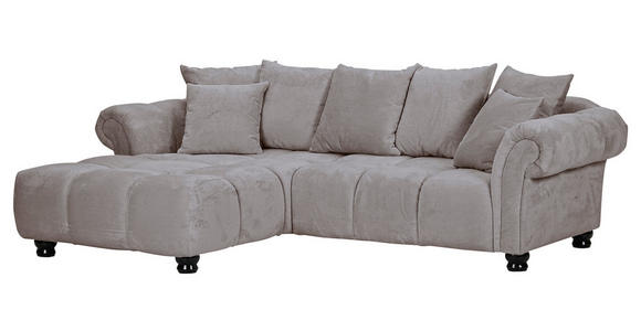 ECKSOFA  in Plüsch Grau  190/288 cm  - Dunkelbraun/Grau, KONVENTIONELL, Holz/Textil (190/288cm) - Carryhome