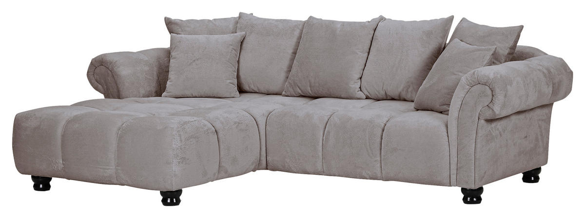 ECKSOFA Grau Plüsch  - Dunkelbraun/Grau, KONVENTIONELL, Holz/Textil (190/288cm) - Carryhome