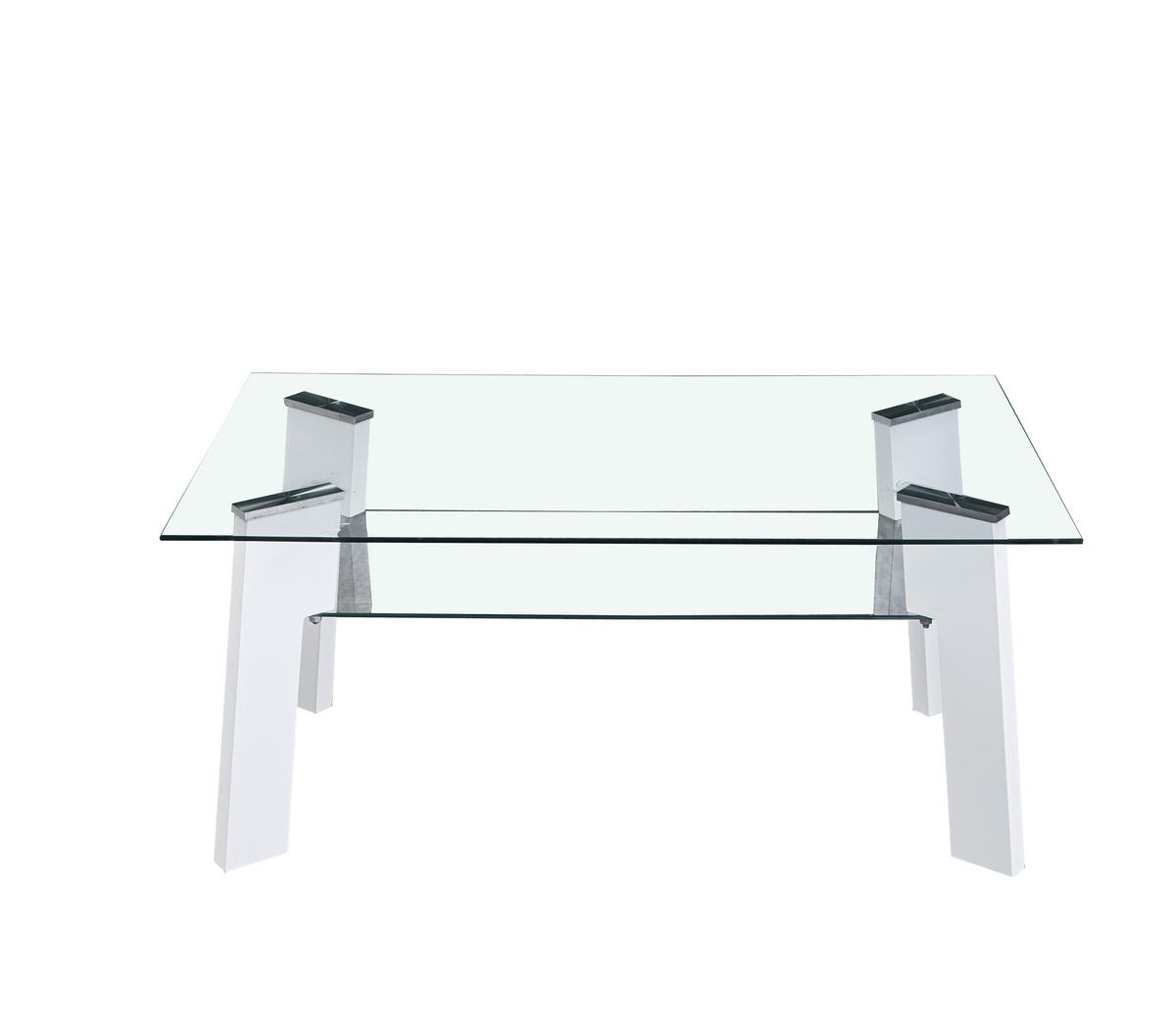COUCHTISCH Sicherheitsglas 110/60/42 cm rechteckig Klar, Weiß Hochglanz  - Klar/Weiß Hochglanz, Design, Glas/Holzwerkstoff (110/60/42cm) - Livetastic