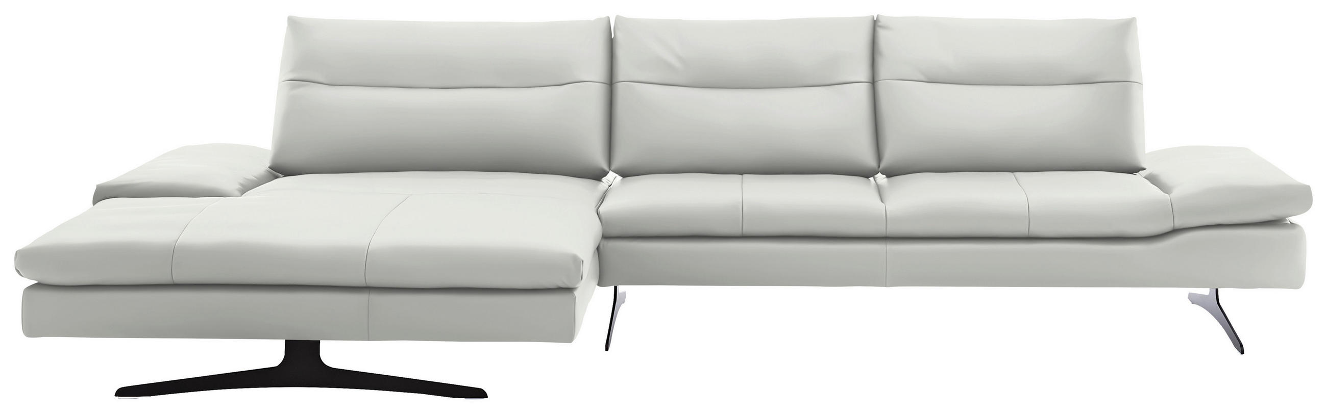 ECKSOFA  in Echtleder Creme  158/342 cm  - Creme/Schwarz, MODERN, Leder/Metall (158/342cm) - Chilliano
