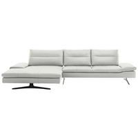 ECKSOFA in Echtleder Creme  - Creme/Schwarz, Modern, Leder/Metall (158/342cm) - Chilliano
