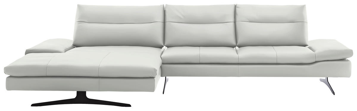 ECKSOFA in Echtleder Creme  - Creme/Schwarz, Modern, Leder/Metall (158/342cm) - Chilliano