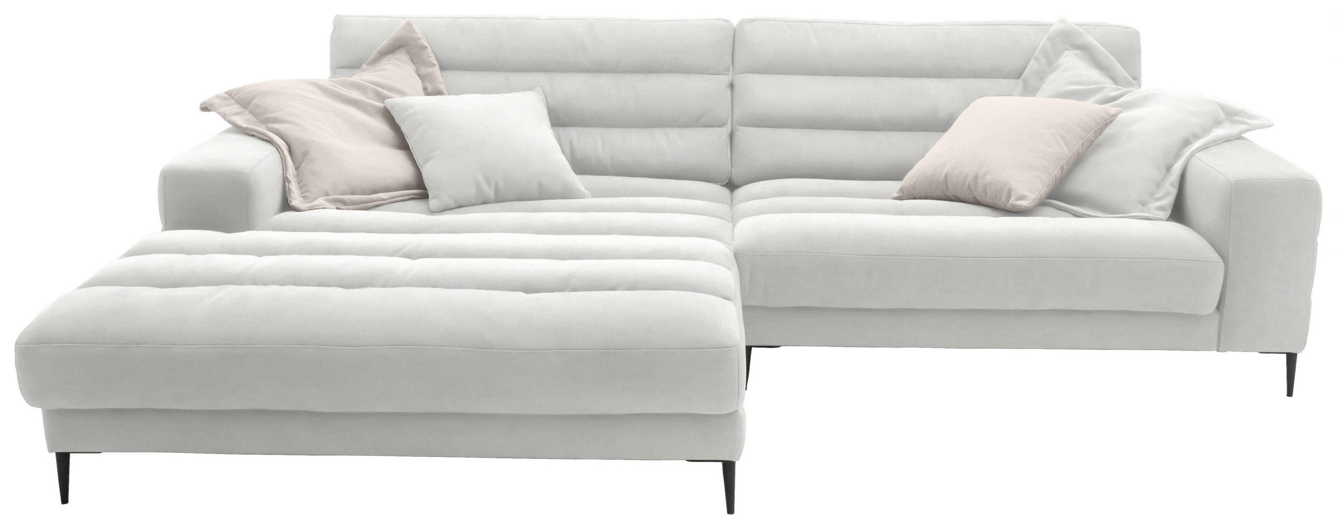 ECKSOFA in Flachgewebe Creme  - Creme/Schwarz, Design, Textil/Metall (207/296cm) - Dieter Knoll