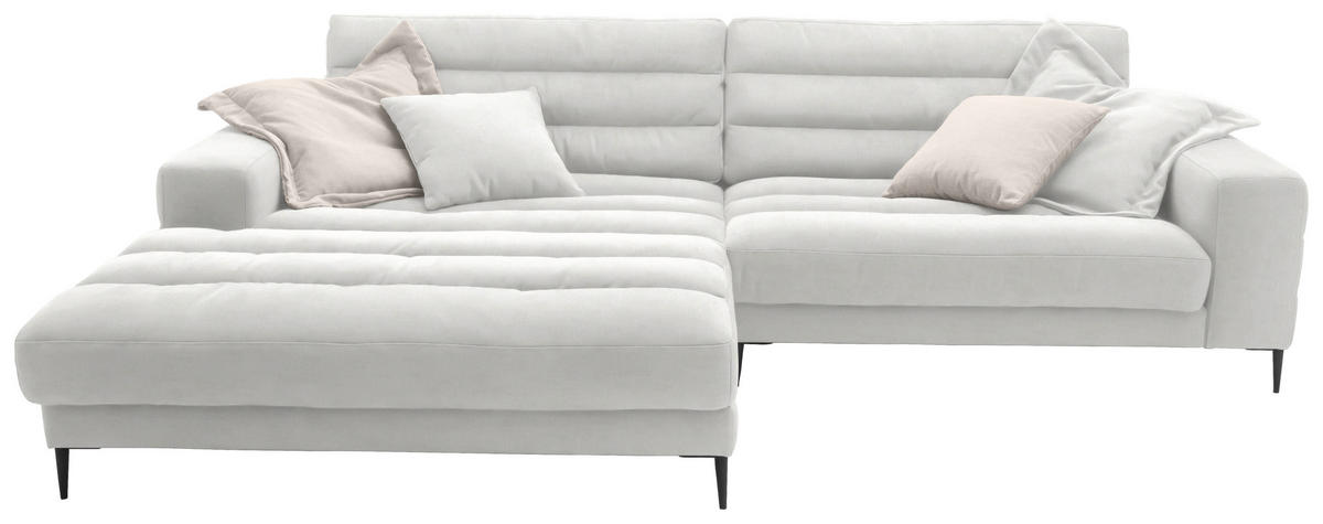 ECKSOFA in Flachgewebe Creme  - Creme/Schwarz, Design, Textil/Metall (207/296cm) - Dieter Knoll