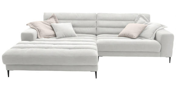 ECKSOFA in Flachgewebe Creme 207/296 cm - Creme/Schwarz, Design, Textil/Metall (207/296cm) - Dieter Knoll