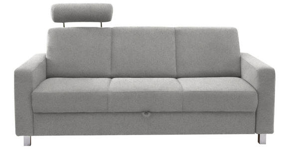 3-SITZER-SOFA in Flachgewebe Hellgrau  - Chromfarben/Hellgrau, Design, Textil/Metall (195/83/85cm) - Xora