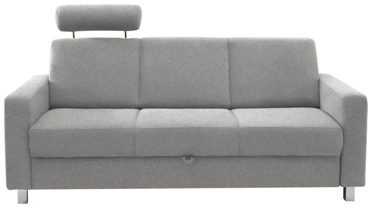 3-SITZER-SOFA in Flachgewebe Hellgrau  - Chromfarben/Hellgrau, Design, Textil/Metall (195/83/85cm) - Xora