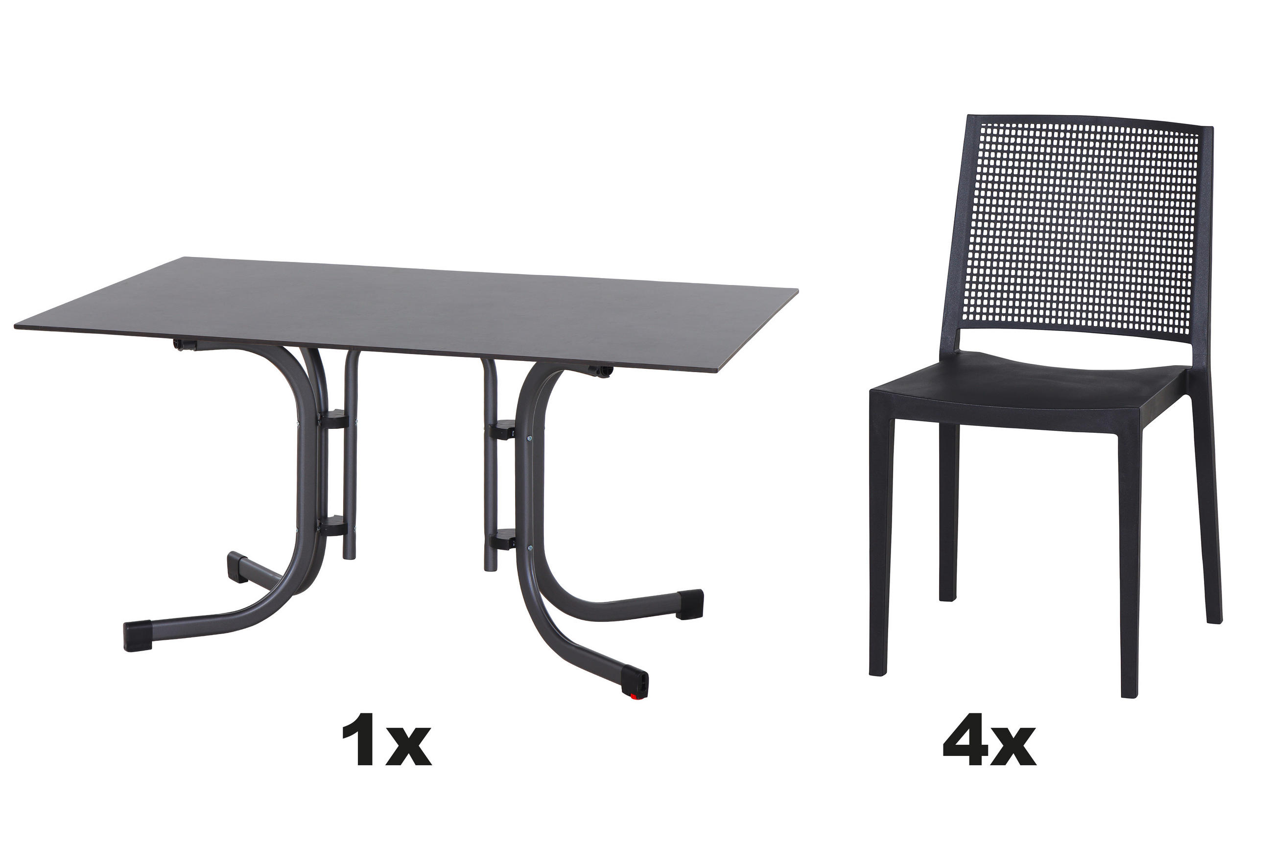GARTENGARNITUR 5-teilig Stahl  - Anthrazit, Basics, Kunststoff/Metall (90/80/140cm) - Siena Garden