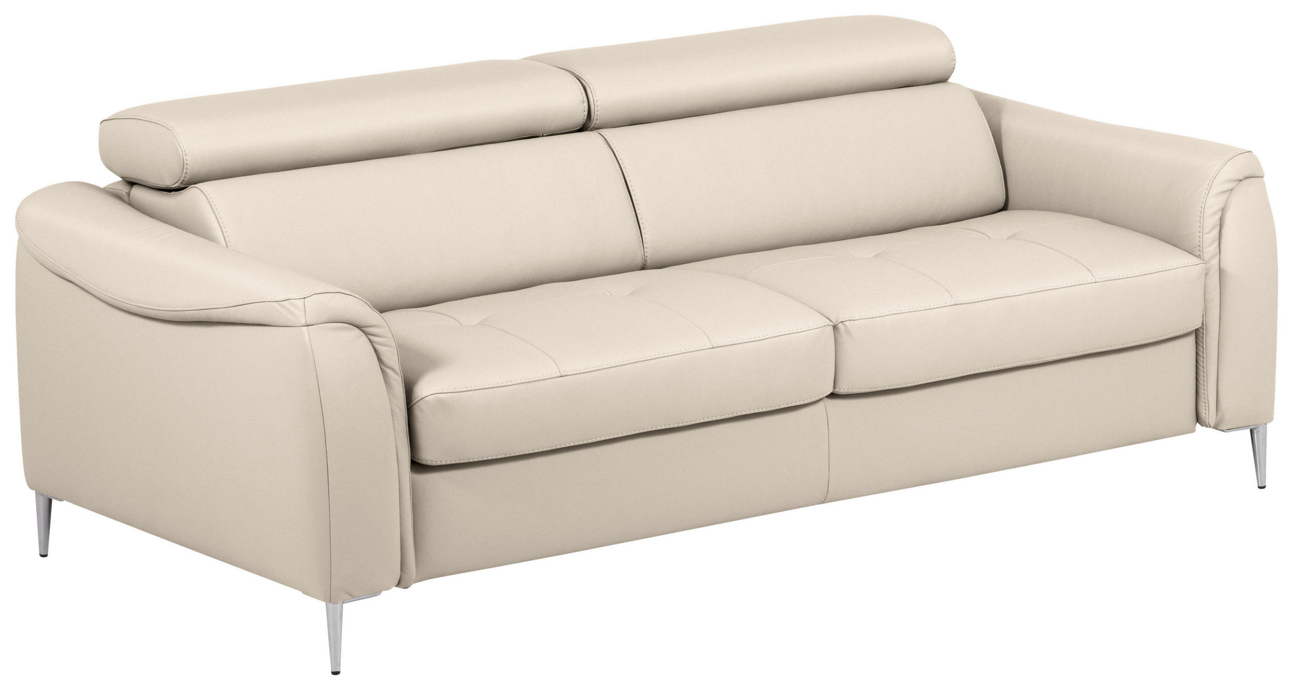 SCHLAFSOFA Beige Echtleder Lederlook  - Beige, Design, Leder/Textil (203/77-98/103cm) - MID.YOU