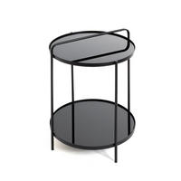 BEISTELLTISCH 38/38/51 cm Schwarz rund  - Schwarz, LIFESTYLE, Glas/Metall (38/38/51cm)