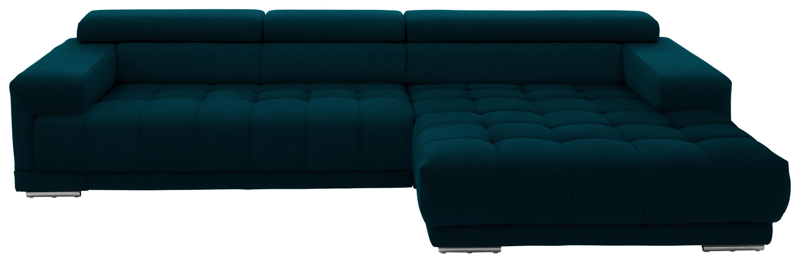 ECKSOFA Mikrofaser Petrol  - Silberfarben/Petrol, Design, Textil/Metall (335/190cm) - Beldomo Speed