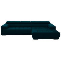 ECKSOFA Mikrofaser Petrol  - Silberfarben/Petrol, Design, Textil/Metall (335/190cm) - Beldomo Speed