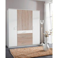 OMARA S KLASIČNIMI VRATI, bela, barve hrasta  - srebrne barve/barve hrasta, Design, umetna masa/leseni material (180/199/58cm) - Boxxx