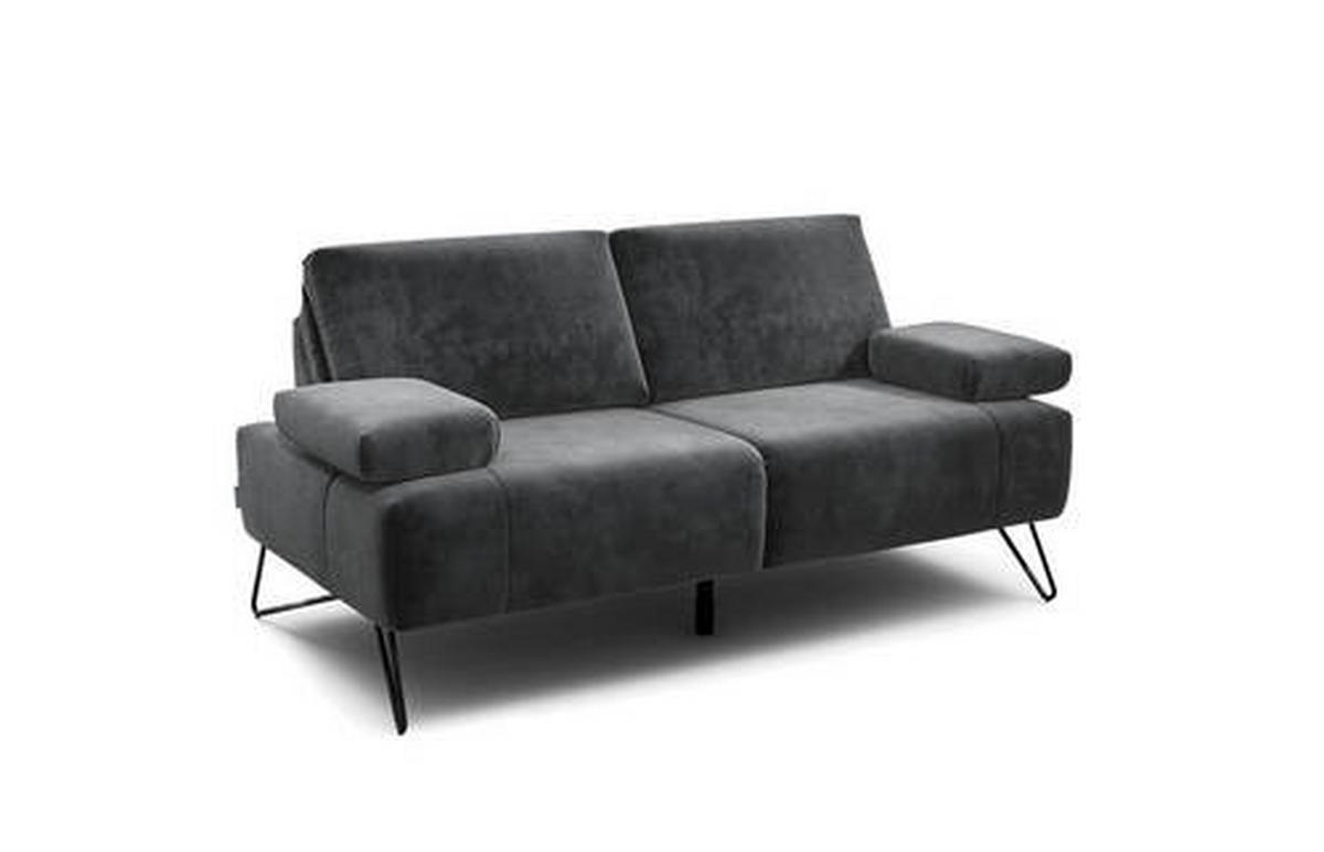 2-SITZER-SOFA in Samt Anthrazit  - Anthrazit/Schwarz, Design, Textil/Metall (164-194/85/86-94cm) - SENSOO