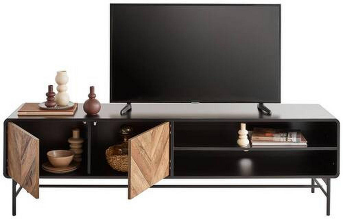 TV-BÄNK 180/52/40 cm  - svart/ekfärgad, Modern, metall/trämaterial (180/52/40cm) - MID.YOU