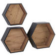 WANDREGALSET 30-37/26-32/9-12 cm  - Schwarz/Eiche Artisan, Basics, Holzwerkstoff (30-37/26-32/9-12cm) - Xora