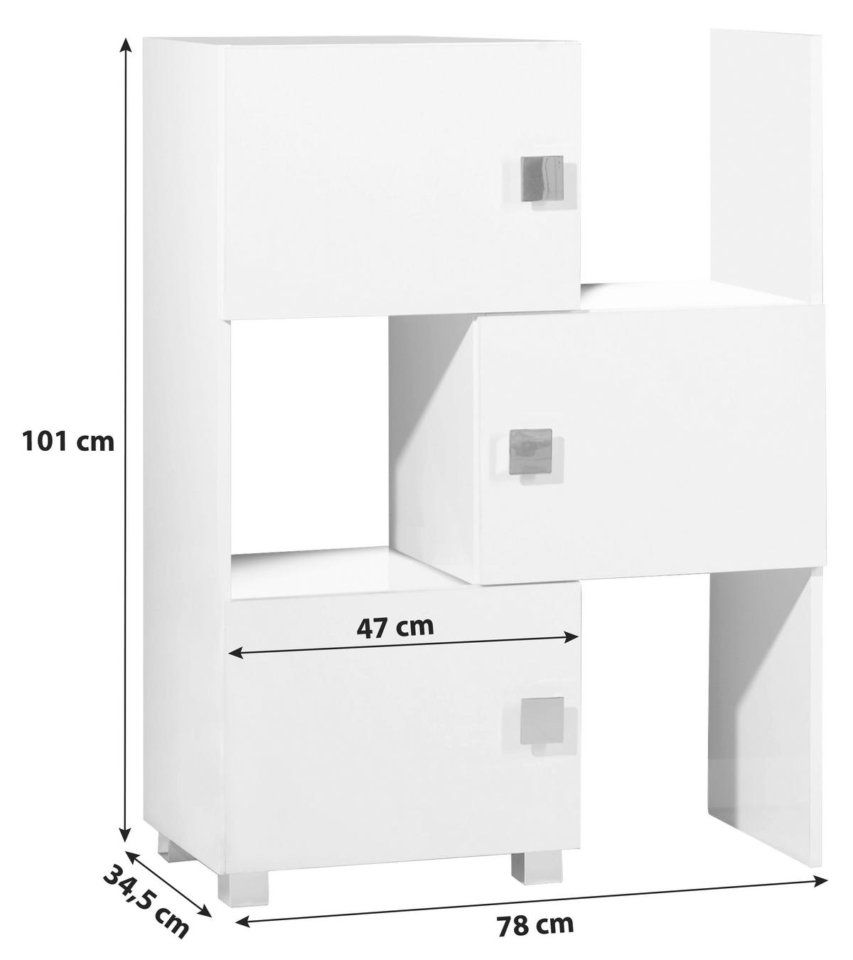 BADEZIMMERREGAL 47,0-78,0/101/34,5 cm  - Chromfarben/Weiß, MODERN, Holzwerkstoff/Metall (47,0-78,0/101/34,5cm) - MID.YOU