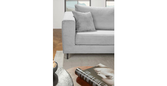 ECKSOFA Hellgrau Cord  - Hellgrau/Schwarz, KONVENTIONELL, Holz/Textil (212/155cm) - Carryhome