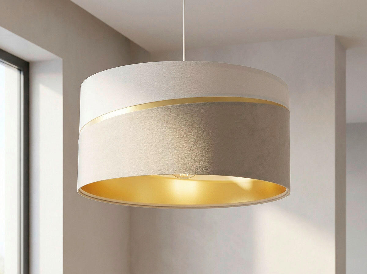 HÄNGELEUCHTE Swing 50/95 cm   - Beige/Goldfarben, Design, Kunststoff/Textil (50/95cm)