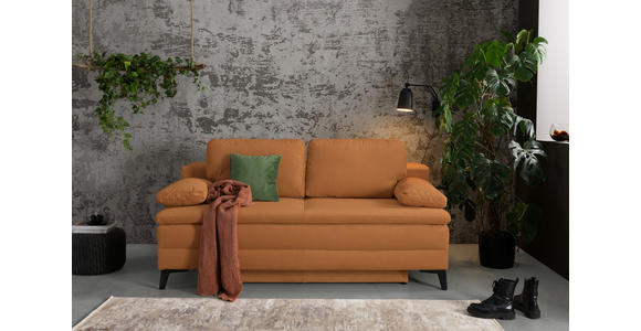 BOXSPRINGSOFA Cord Rostfarben - Rostfarben/Schwarz, Design, Textil/Metall (200/100/108cm) - Novel