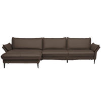 ECKSOFA in Echtleder Dunkelbraun  - Dunkelbraun/Schwarz, Design, Leder/Metall (172/334cm) - Valdera