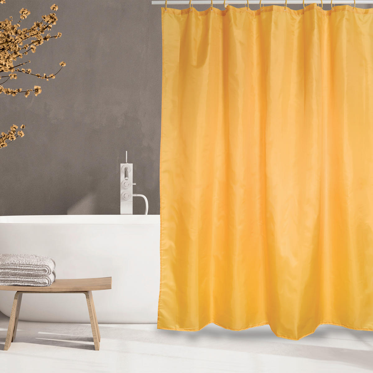 DUSCHVORHANG 180/200 cm  - Senfgelb, Basics, Textil (180/200cm) - MSV