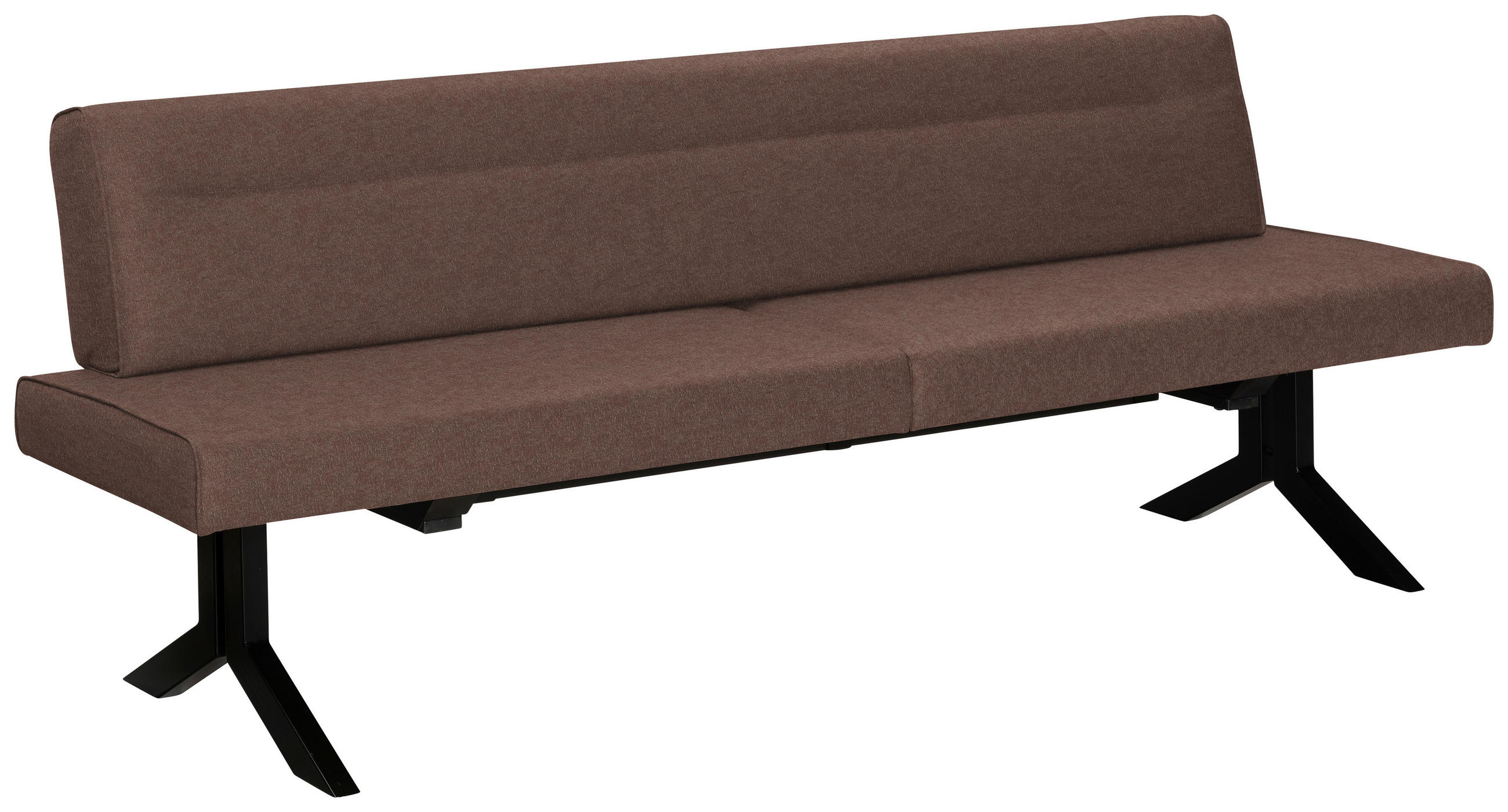 SITZBANK 220/87/70 cm Lederlook (vegan) Braun Metall - Schwarz/Braun, KONVENTIONELL, Textil/Metall (220/87/70cm) - Moderano