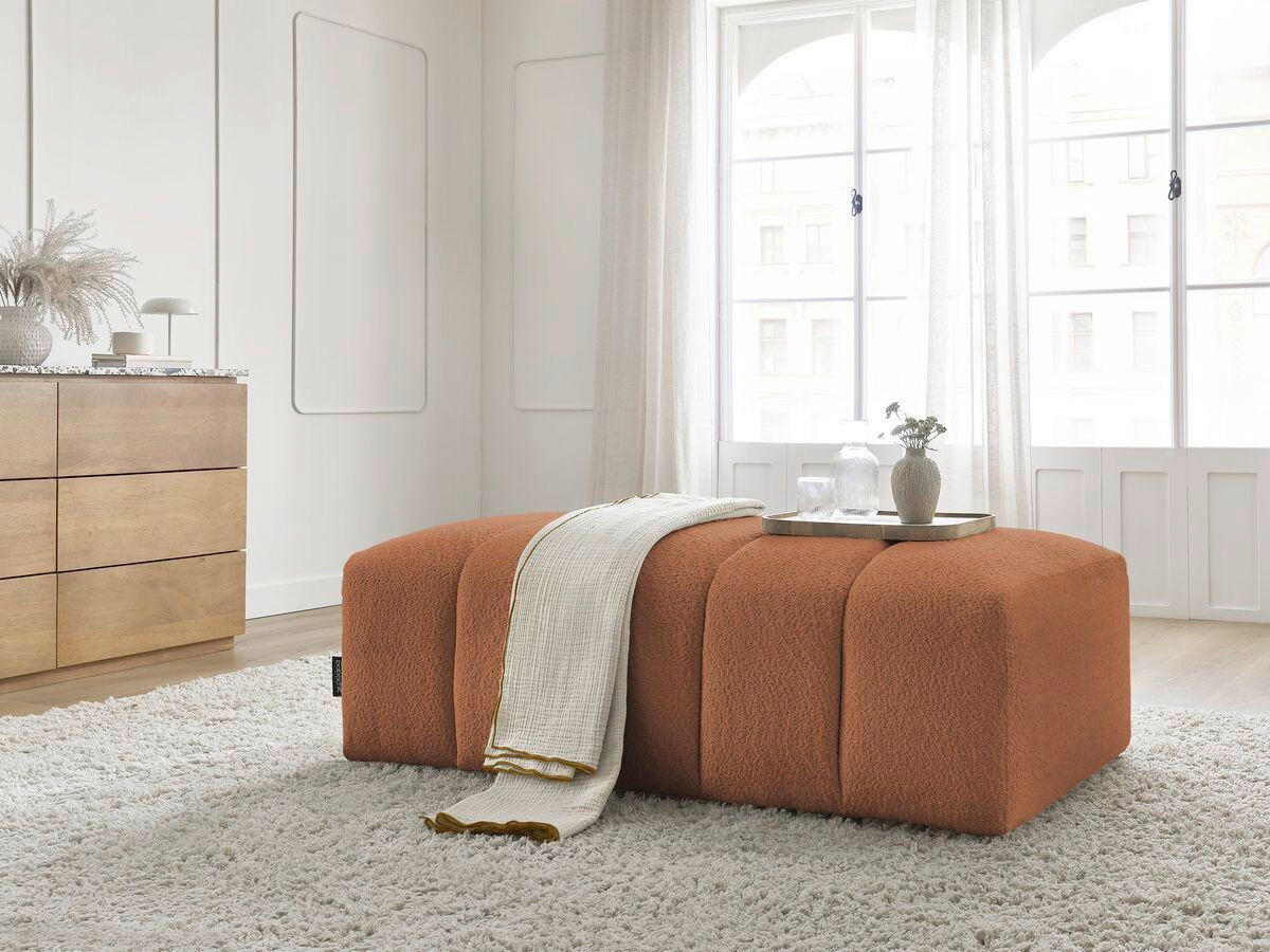HOCKER ANNECY Bouclé Orange  - Schwarz/Orange, MODERN, Kunststoff/Textil (140/45/70cm)