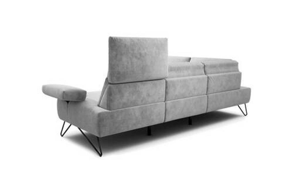 ECKSOFA in Samt Hellgrau  193/248-263 cm  - Hellgrau/Schwarz, Design, Textil/Metall (193/248-263cm) - SENSOO