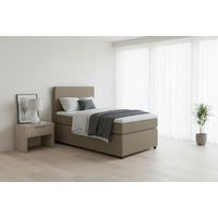 BOXSPRINGBETT 90/200 cm,  in Sandfarben, Matratze, Topper, H3 = fest  - Sandfarben/Schwarz, MODERN, Kunststoff/Textil (90/200cm) - MID.YOU