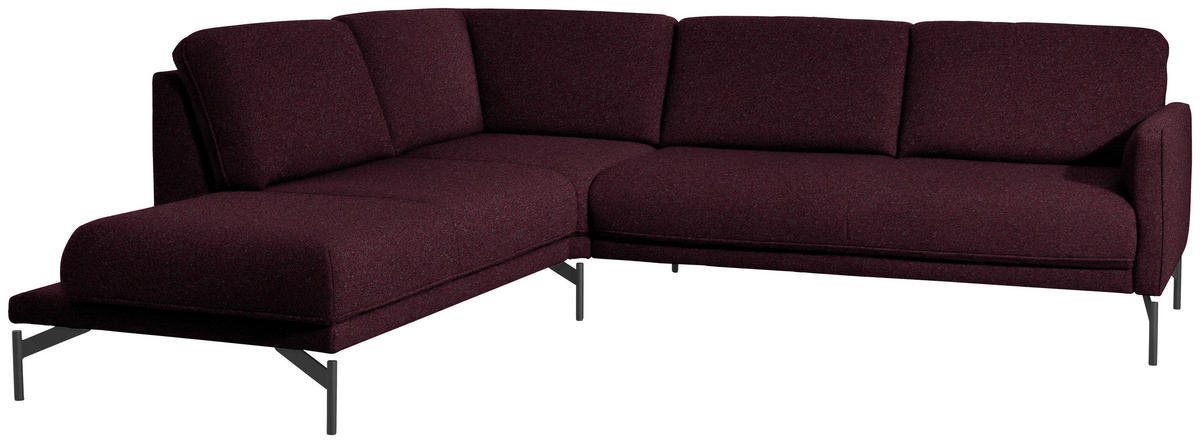 ECKSOFA in Flachgewebe, Struktur Dunkelrot  - Anthrazit/Dunkelrot, Design, Textil/Metall (230/254cm) - Johann Jakob