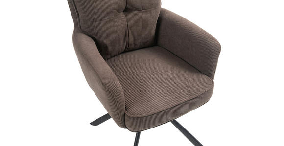 ARMLEHNSTUHL in Eisen Cord - Dunkelbraun/Schwarz, Design, Textil/Metall (60/95/67cm) - Novel