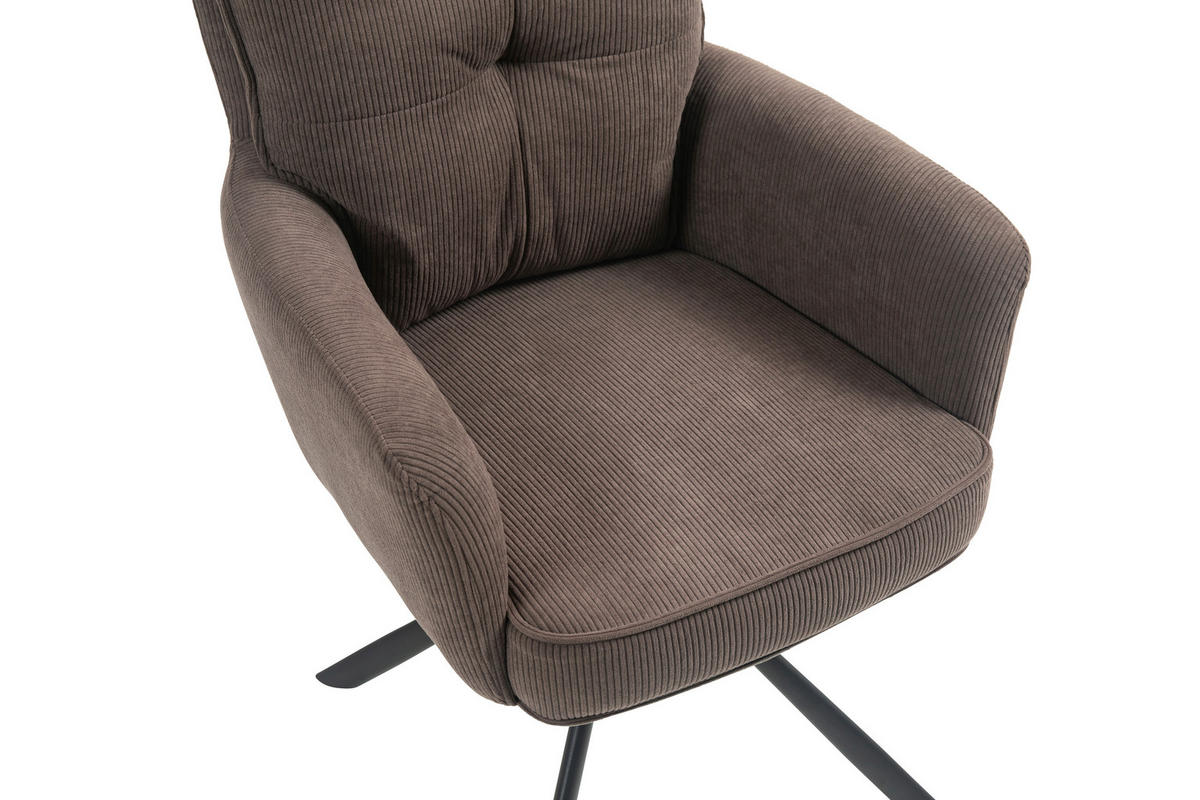 ARMLEHNSTUHL  in Eisen Cord  - Dunkelbraun/Schwarz, Design, Textil/Metall (60/95/67cm) - Novel