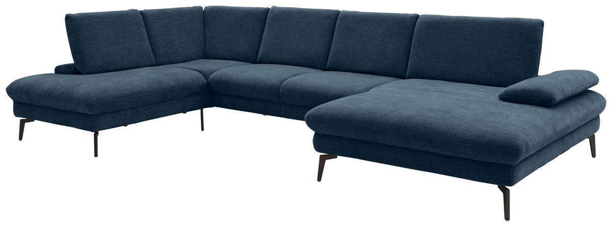 WOHNLANDSCHAFT in Webstoff Blau  - Blau/Schwarz, Design, Textil/Metall (208/354/157cm) - Dieter Knoll