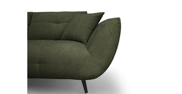 ECKSOFA Dunkelgrün Chenille Armlehnenkissen, Rücken echt, Sitztiefenverstellung  - Dunkelgrün/Schwarz, KONVENTIONELL, Textil/Metall (215/313cm) - Hom`in