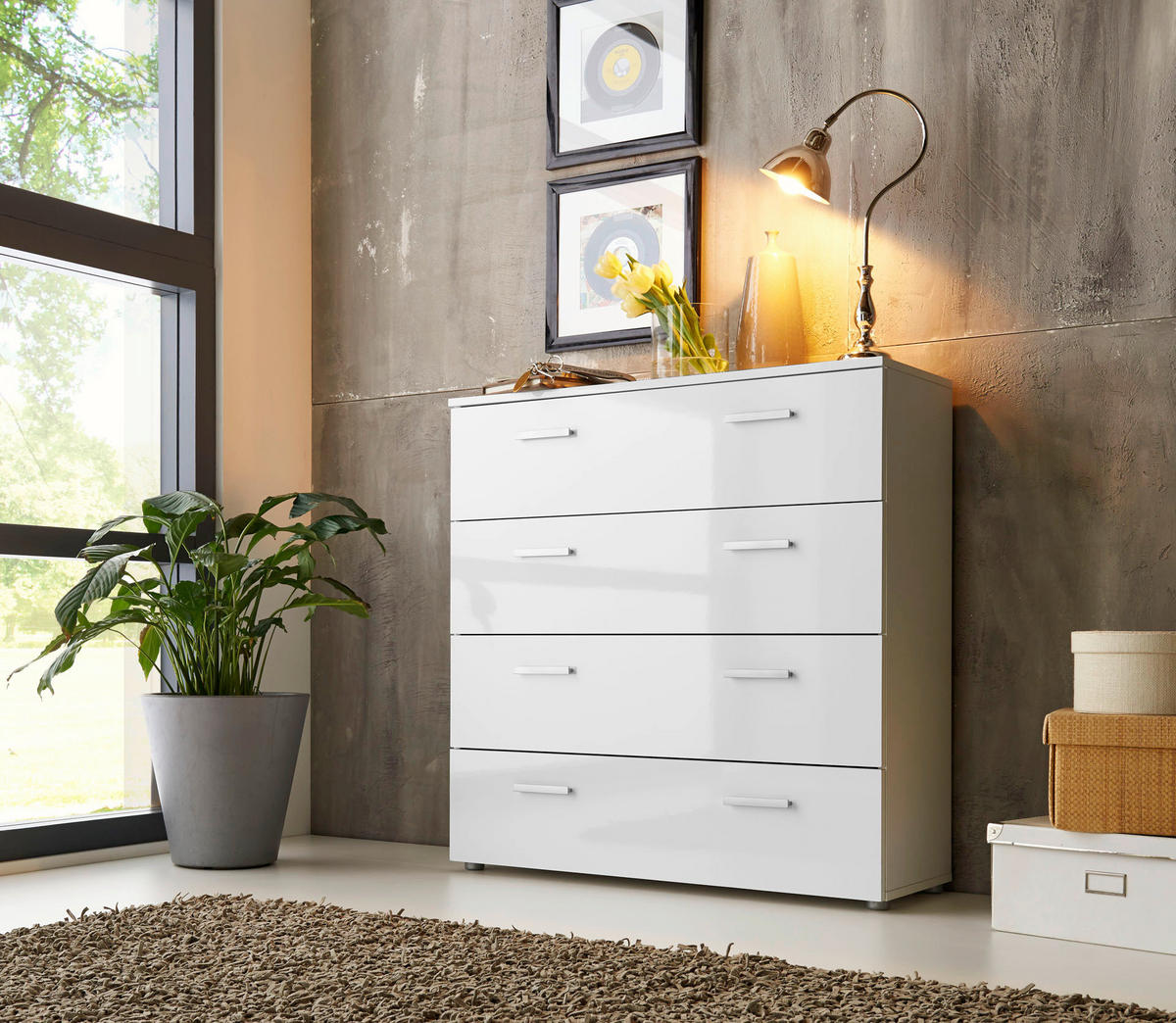 SIDEBOARD Marbella Typ 3  in 88/91/32 cm  - Weiß Hochglanz/Schwarz, MODERN, Holzwerkstoff/Kunststoff (88/91/32cm) - MID.YOU