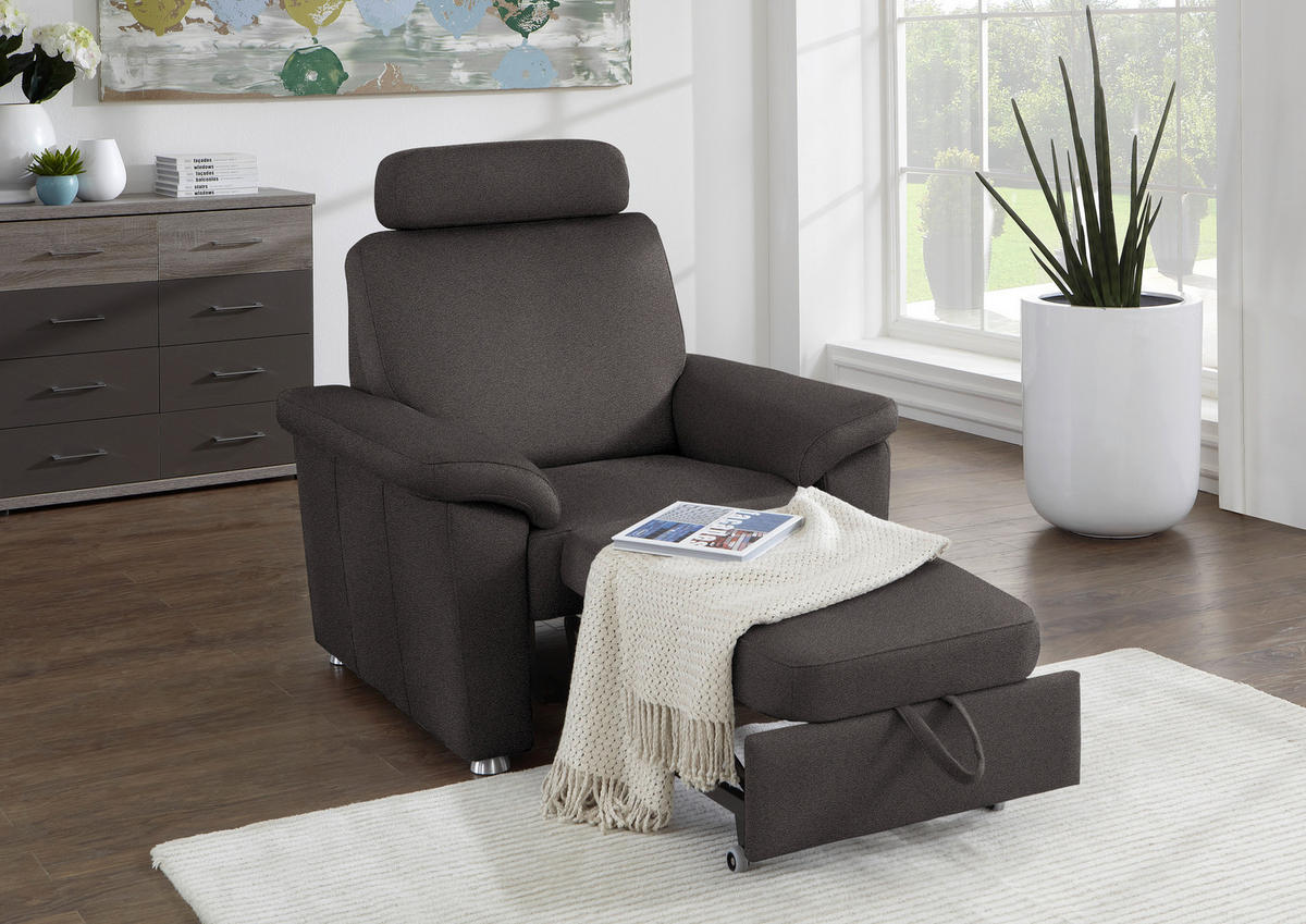 FERNSEHSESSEL in Webstoff Dunkelgrau  - Dunkelgrau/Silberfarben, Konventionell, Textil/Metall (102/91/91-159cm) - Beldomo System