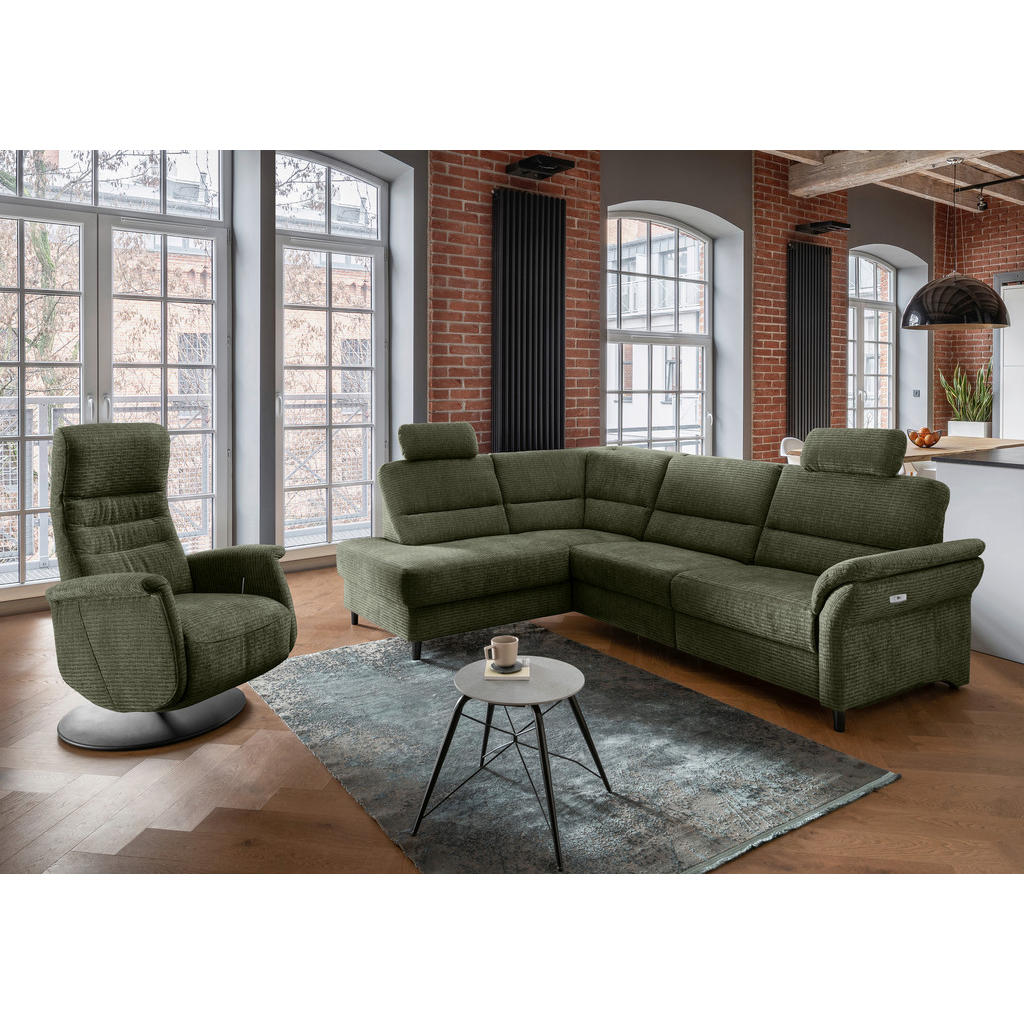 Thumbnail - Livetastic Ecksofa, Olivgrün, Textil, Buche, 5-Sitzer, L-Form, 266x190 cm, Made in EU, seitenverkehrt erhältlich, Rücken...