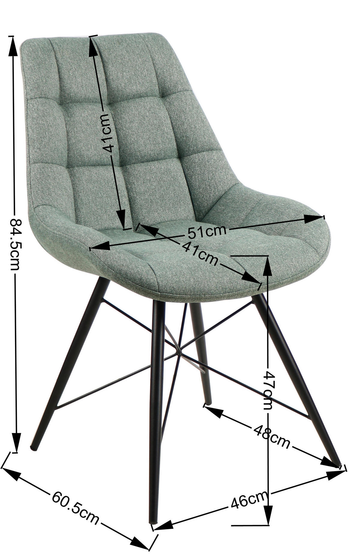 STOLICA  zelena, crna       - zelena/crna, Dizajnerski, metal/tekstil (51/86/61cm) - Xora