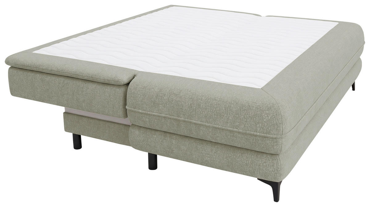 SCHLAFSOFA Chenille Hellgrau  inkl. Bettkasten, Schlaffunktion, Topper  - Hellgrau/Schwarz, Design, Textil/Metall (200/95/92cm) - Stylife