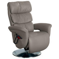 RELAXSESSEL in Leder Grau  - Edelstahlfarben/Grau, Konventionell, Leder (84/113/92cm) - Himolla
