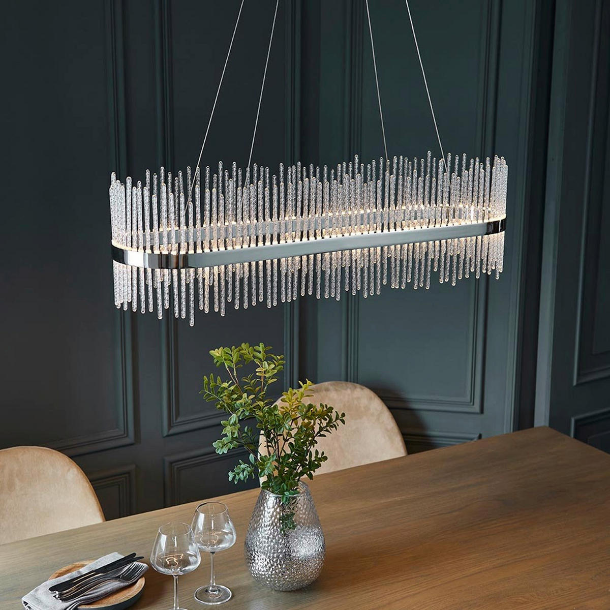 PENDELLEUCHTE Endon Adriel 95/25/45-165 cm   - Chromfarben, LIFESTYLE, Metall (95/25/45-165cm) - ENDON
