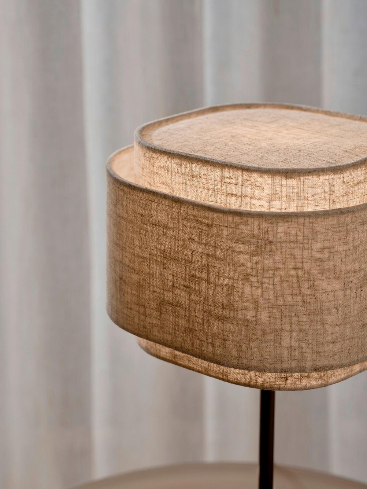 TISCHLEUCHTE 21/37 cm  - Beige/Braun, Design, Textil/Metall (21/37cm) - Nordlux