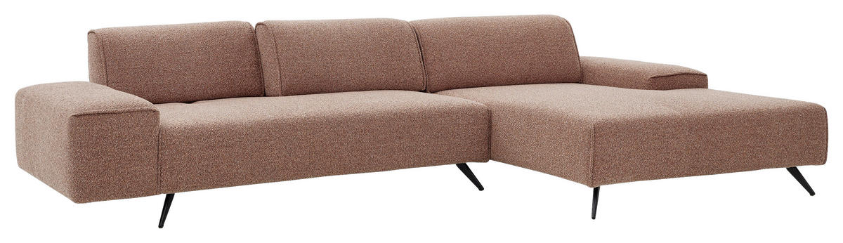 ECKSOFA Rotbraun Flachgewebe  - Rotbraun/Schwarz, Design, Textil/Metall (312/180cm) - Musterring