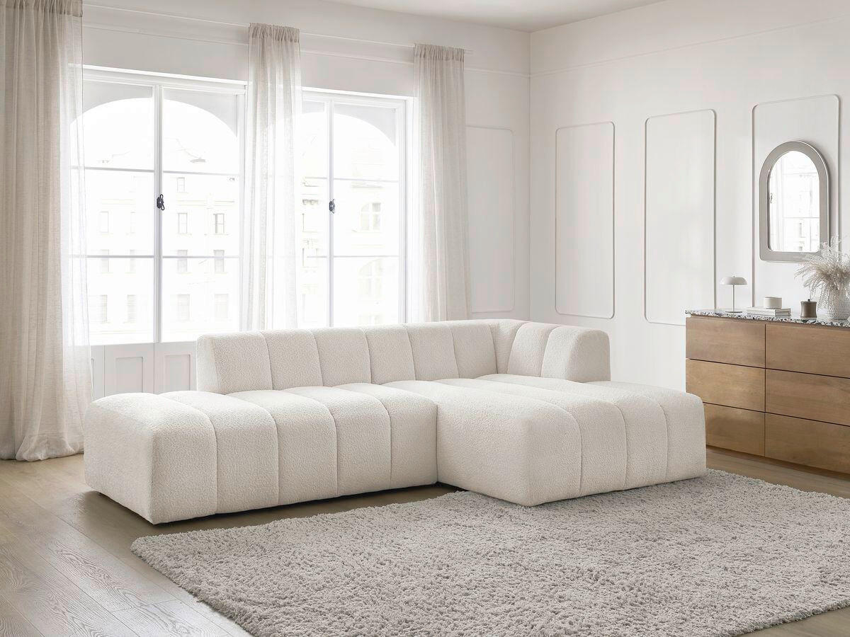 ECKSOFA  ANNECY Weiß Bouclé  - Schwarz/Weiß, MODERN, Kunststoff/Textil (262/170cm)