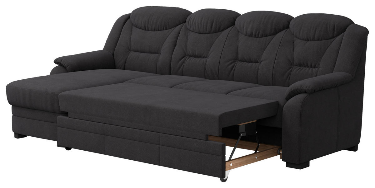ECKSOFA in Chenille Schwarz  162/257 cm  - Schwarz, Basics, Kunststoff/Textil (162/257cm) - MID.YOU