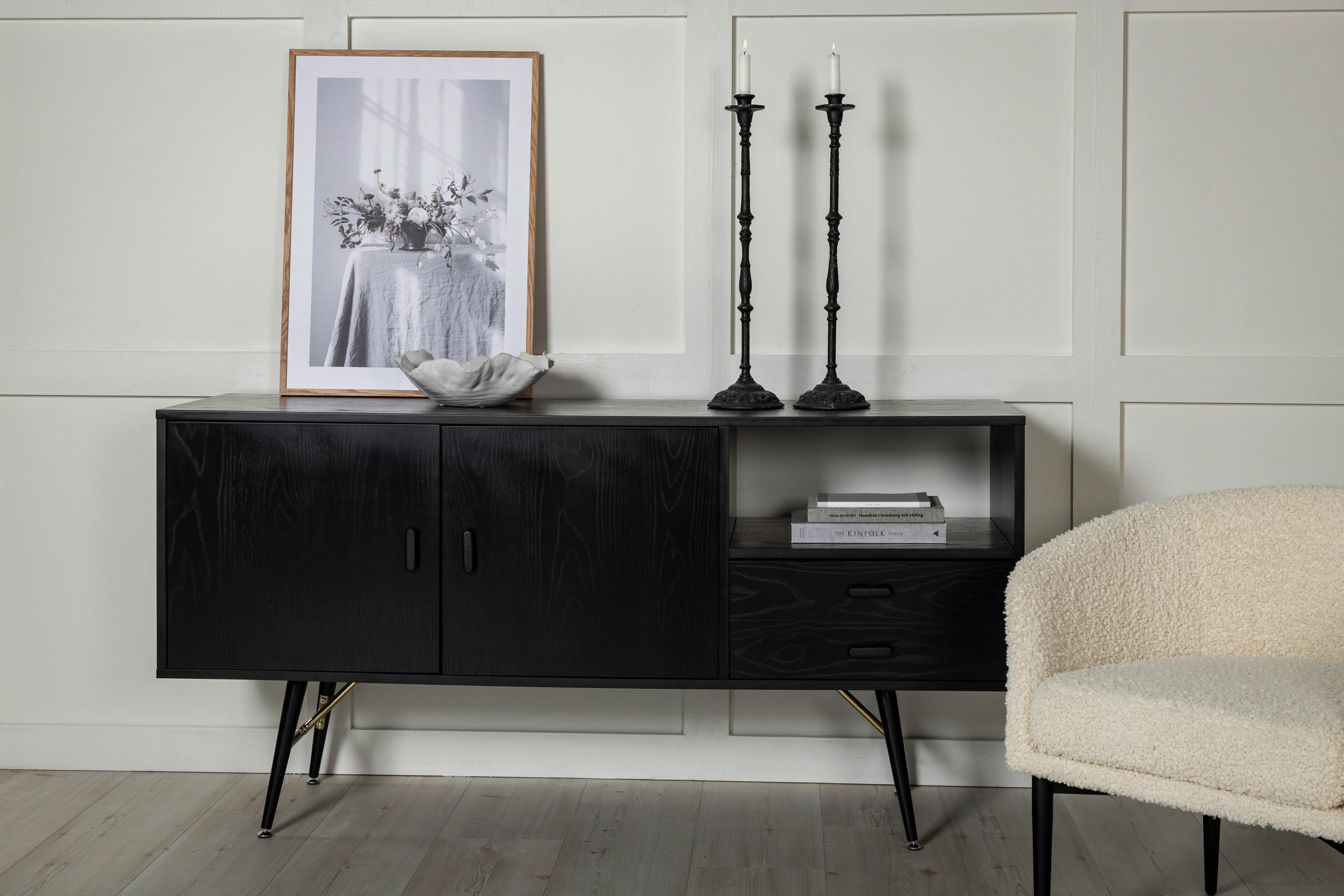TV-BÄNK 160/80/46 cm  - svart, Design, metall/trämaterial (160/80/46cm) - Livetastic