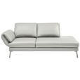 RÉCAMIERE  in Echtleder Hellgrau  - Chromfarben/Hellgrau, Design, Leder/Metall (209/85-109/95-16cm) - Dieter Knoll
